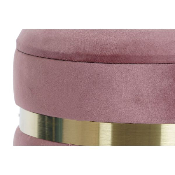 Footrest DKD Home Decor Green Pink Dark pink Golden Velvet 36 x 36 x 44 cm (2)