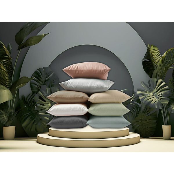 Pillowcase Happy Home Light grey 45 x 70 cm 2 Units