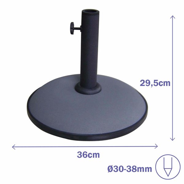 Marbueno Round Umbrella Base Cement 36×29.5 cm 11KG Grey Garden, Pool, Terrace 10442