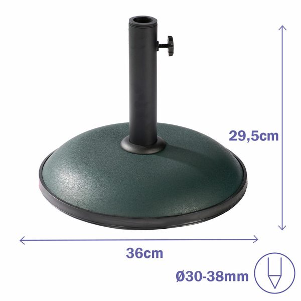 Marbueno Round Umbrella Base Cement 36×29.5 cm 11KG Green Garden, Pool, Terrace 10443