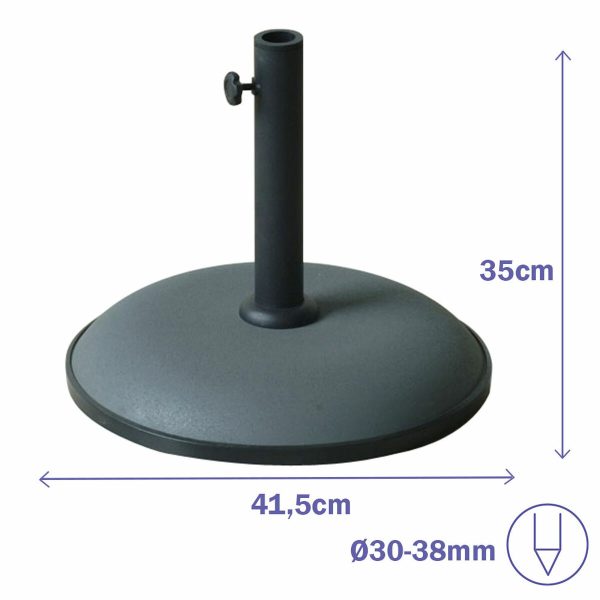 Marbueno Round Umbrella Base Cement 41.5×35 cm 15KG Grey Garden, Pool, Terrace 10446