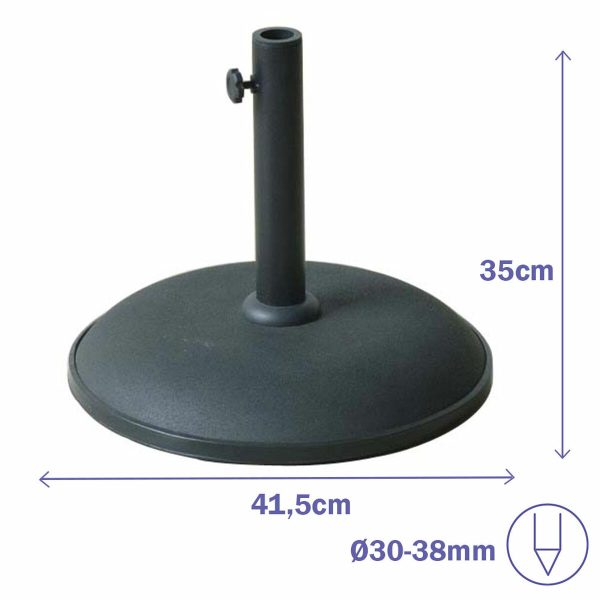 Marbueno Round Umbrella Base Cement 41.5×35 cm 15KG Black Garden, Pool, Terrace 10447