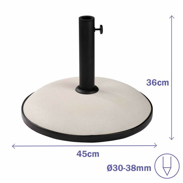 Marbueno Round Umbrella Base Cement 45×36 cm 20KG White Garden, Pool, Terrace 10451