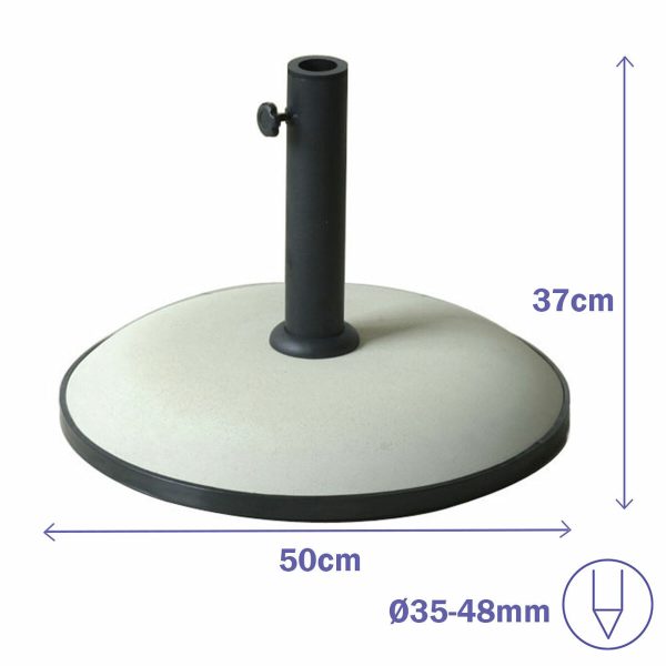 Marbueno Base Umbrella Round Cement 50×37 cm 25KG White Garden, Pool, Terrace 10453