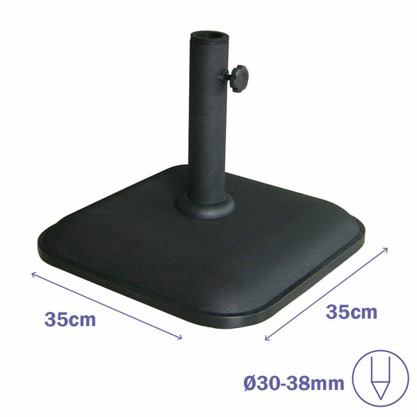 Marbueno Square Umbrella Base Cement 35X35X5.2 cm 11KG Black Garden Pool Terrace 10455