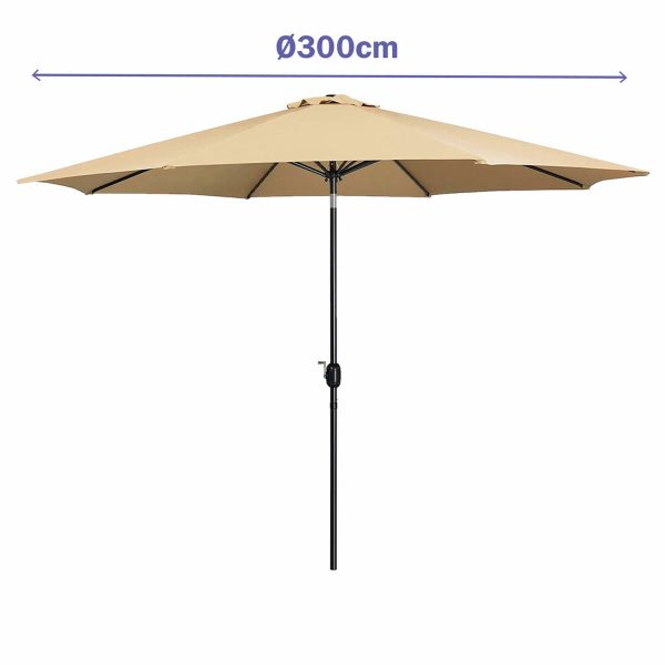 Marbueno Parasol Acero 8 Varillas D300 cm Poliéster Marrón Jardín, Piscina, Terraza
