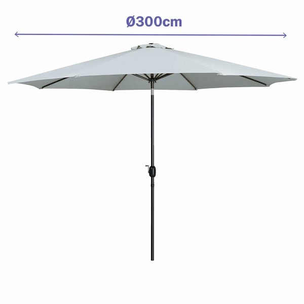 Marbueno Umbrella Steel 8 Ribs D300 cm Polyester White Garden, Pool, Terrace 10487
