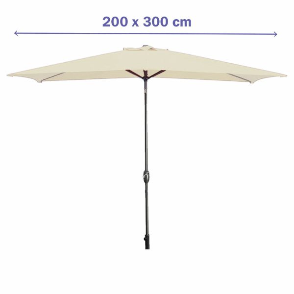 Marbueno Parasol Acero 8 Varillas 200×300 cm Poliéster Beige Jardín, Piscina 10493