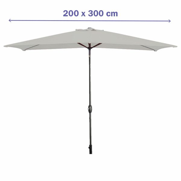 Marbueno Parasol Acero 8 Varillas 200×300 cm Poliéster Blanco Jardín Terraza 10494