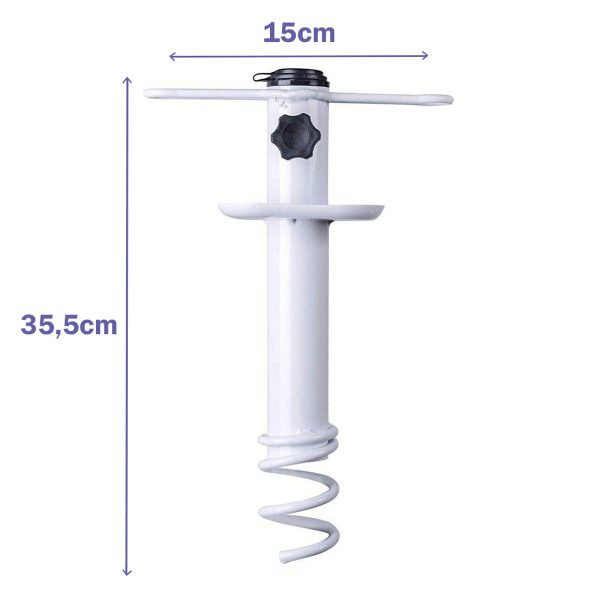 Marbueno Suction Parasol Spike Steel White 35.5x15x6 cm Beach and Garden 10506