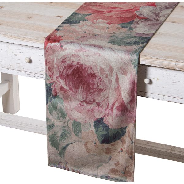 Table Runner Alexandra House Living Pink Textile Velvet Floral