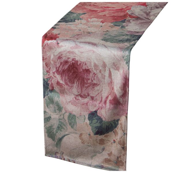 Table Runner Alexandra House Living Pink Textile Velvet Floral