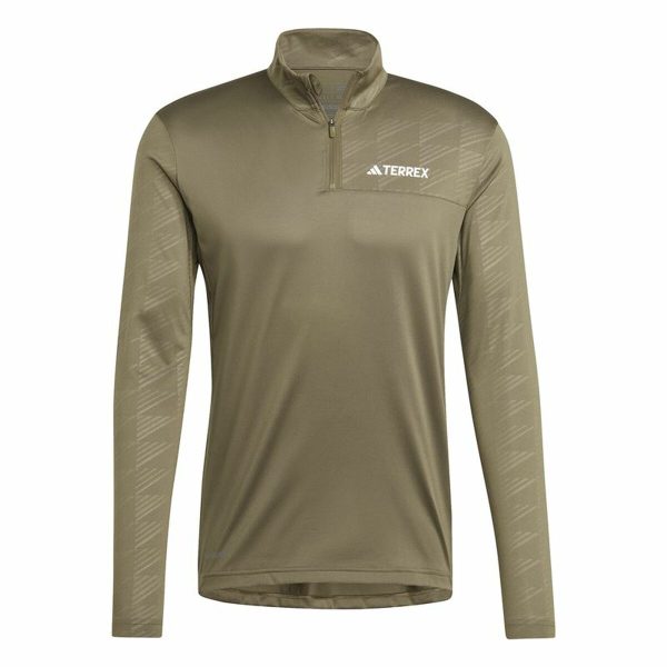 Men’s Sweatshirt without Hood Adidas Mt Half Zi Ls Brown
