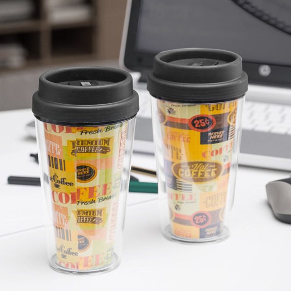 Glass with Lid Plastic 300 ml