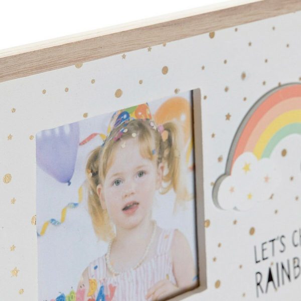 Photo frame DKD Home Decor Rainbow Pink White Children’s MDF Wood (25 x 1 x 16 cm) (2 Units)