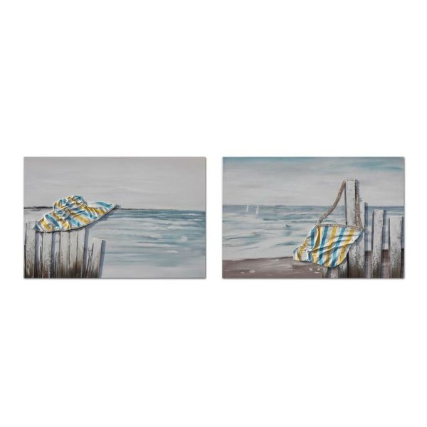 Canvas DKD Home Decor Canvas MDF Wood 90 x 2,5 x 60 cm