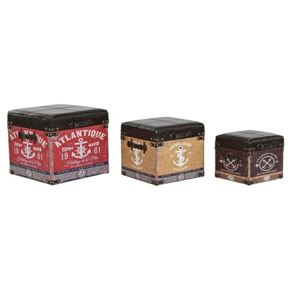 Set of decorative boxes Home ESPRIT Brown Multicolour Polyurethane Wood Vintage (3 Pieces)