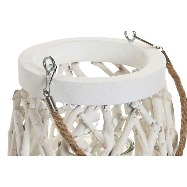 Candleholder Home ESPRIT White Wood Crystal 35 x 35 x 32 cm (2 Units)