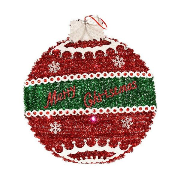 Christmas Bauble Krist+ White Red Silver polypropylene PET Plastic LED Light