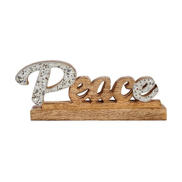 Decorative Figure Krist+ Peace Silver Glitter 6 x 13 x 31 cm