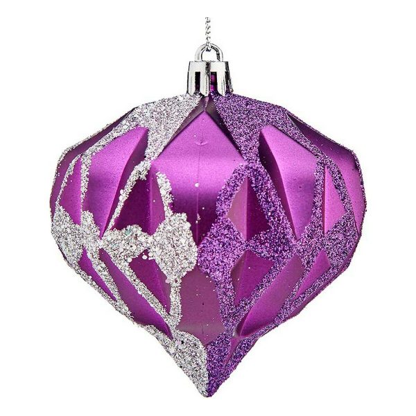 Christmas Baubles Krist+ Purple Silver Plastic Diamond Ø 8 cm 6 Units