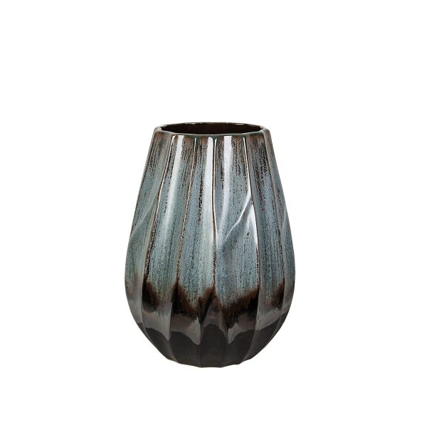 Vase Romimex Blue Black Ceramic