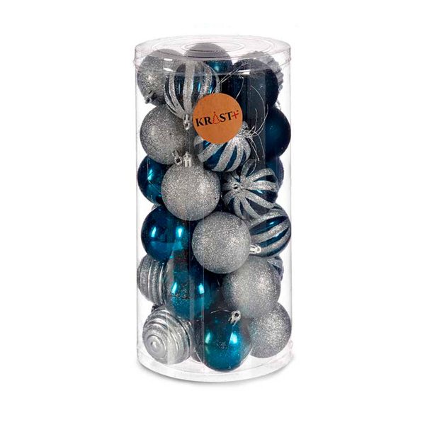 Set of Christmas balls Krist+ HM20087-061/003 Blue Silver Plastic Ø 6 cm (6 Units)