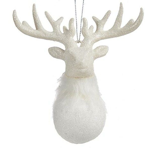 Christmas bauble Krist+ White Plastic Glitter Reindeer 14 x 15,5 x 7 cm (24 Units)