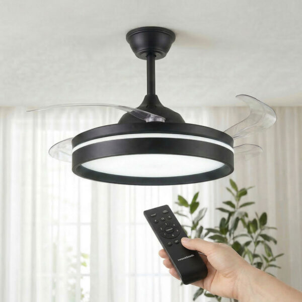 Ceiling Fan with LED Light, 4 Retractable Blades and Remote Control InnovaGoods