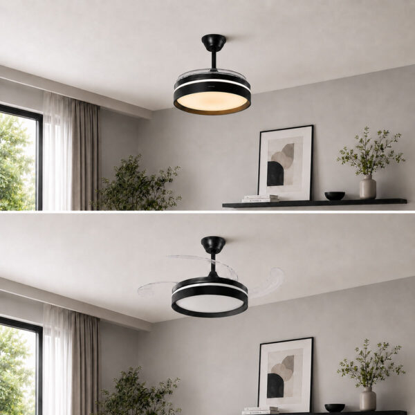 Ceiling Fan with LED Light, 4 Retractable Blades and Remote Control InnovaGoods